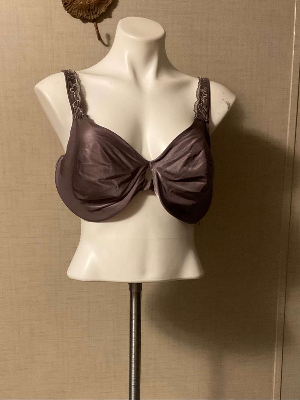 Lilyette Satin Underwire Bra in Plum Mauve